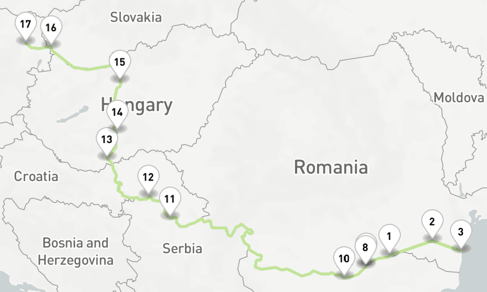 11 nights / 12 days, one-way from Oltenita to Vienna