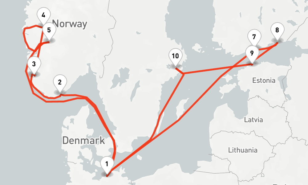14 nights / 15 days, Warnemunde (Rostock, Germany) Round trip