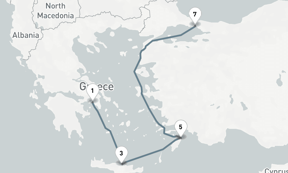 10 nights / 11 days, one-way from Piraeus (Athens, Greece) to Istanbul