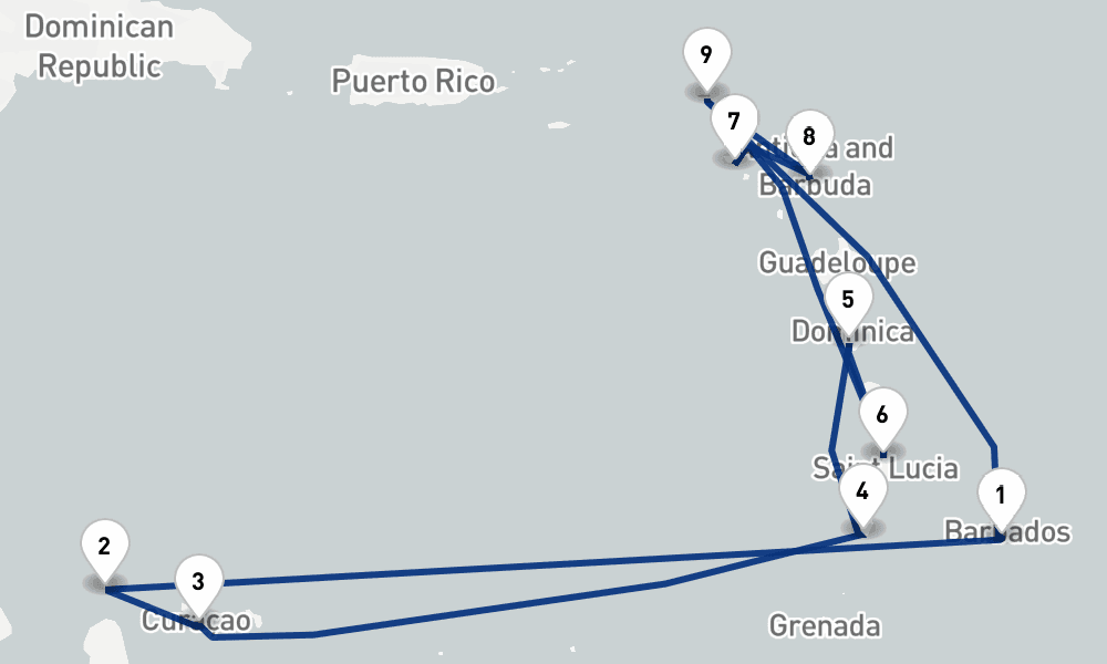 14 nights / 15 days, Bridgetown (Barbados) Round trip
