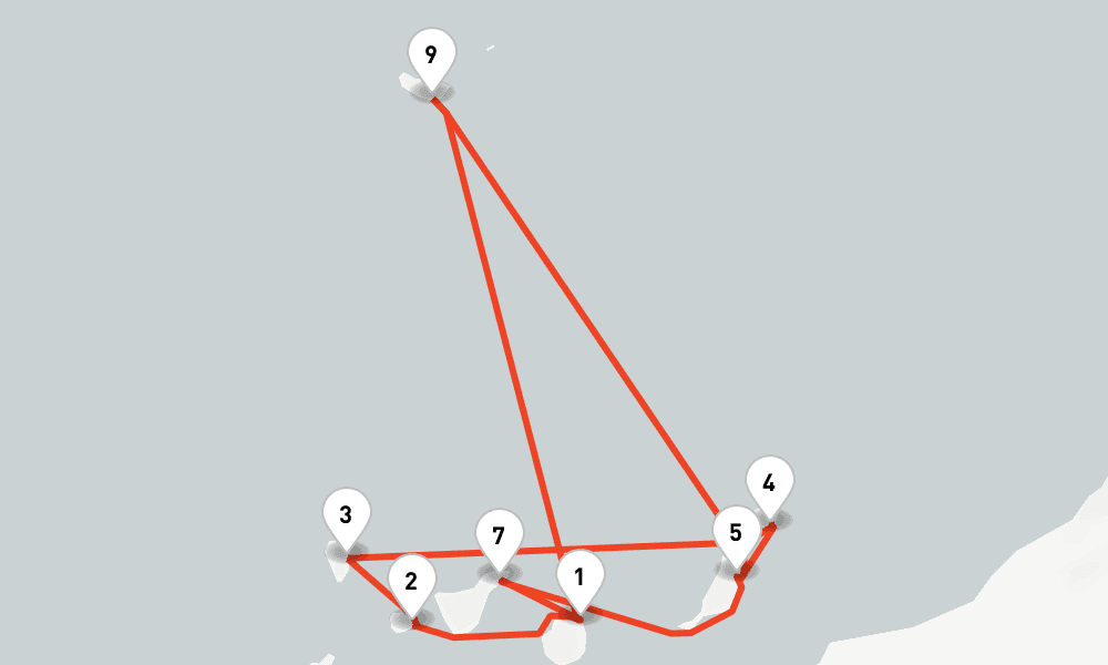 12 nights / 13 days, one-way from Las Palmas (Gran Canaria, Canary Islands) to Puerto del Rosario (Fuerteventura, Canary Islands)