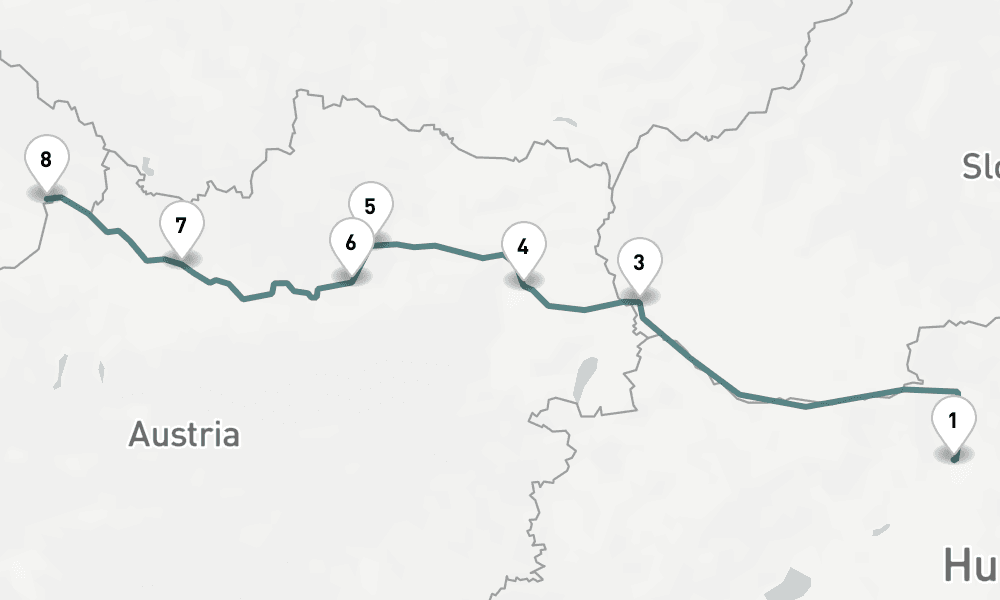 7 nights / 8 days, one-way from Budapest to Passau