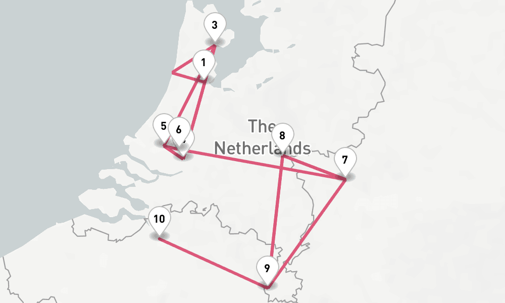 9 nights / 10 days, one-way from Amsterdam (Holland) to Antwerp