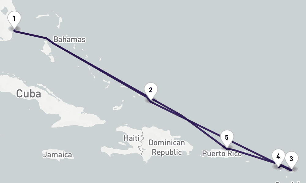 9 nights / 10 days, Miami (Florida) Round trip