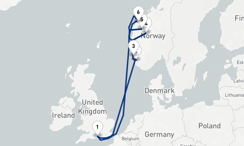 9 nights / 10 days, Southampton (England) Round trip