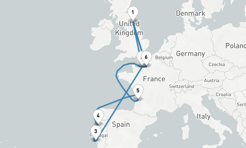 14 nights / 15 days, Newcastle (England) Round trip