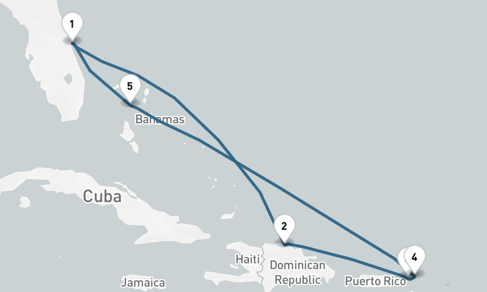 7 nights / 8 days, Port Canaveral (Orlando, Florida) Round trip