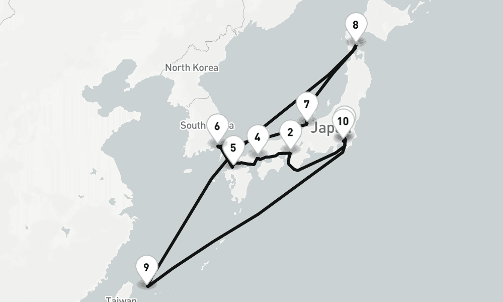 14 nights / 15 days, one-way from Tokyo to Yokohama (Tokyo, Japan)