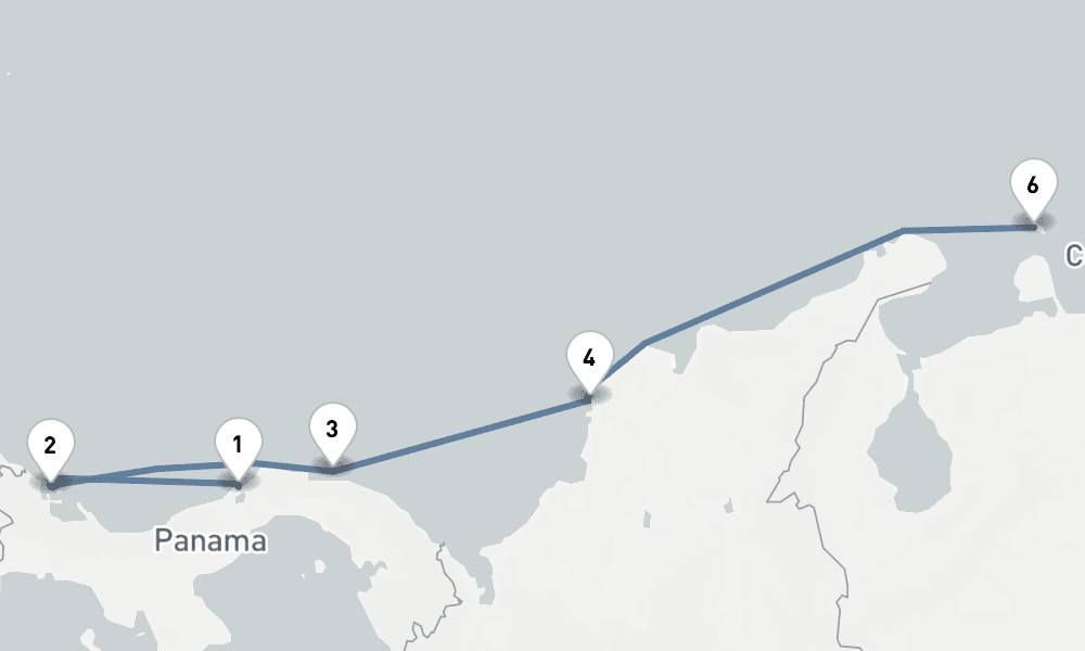 6 nights / 7 days, one-way from Colon to Oranjestad (Aruba Island, Dutch Antilles)