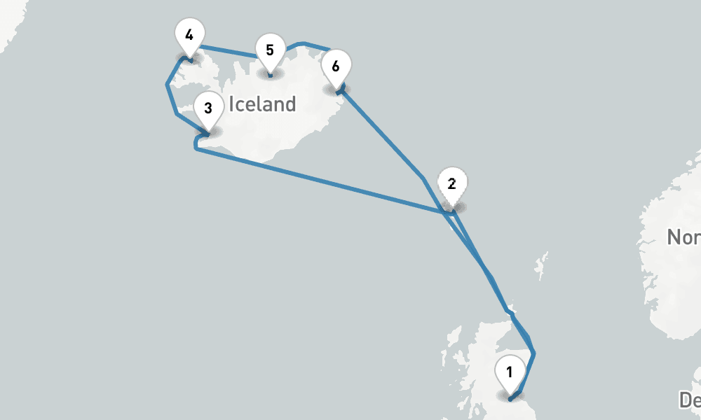 12 nights / 13 days, Edinburgh (Leith, Scotland) Round trip