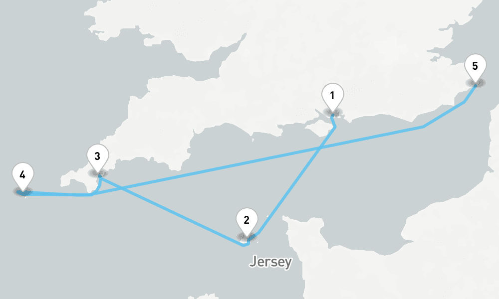 5 nights / 6 days, one-way from Portsmouth (England) to Dover (England)