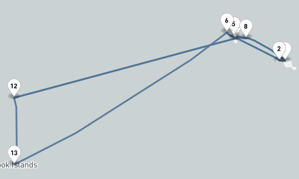 18 nights / 19 days, Papeete (Tahiti Island, French Polynesia) Round trip