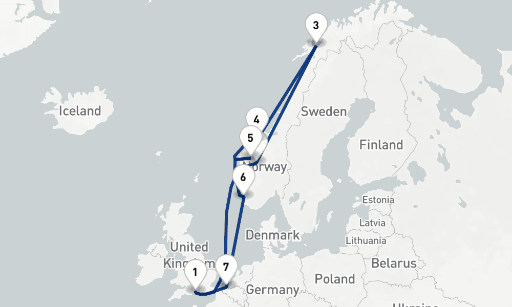 12 nights / 13 days, Southampton (England) Round trip