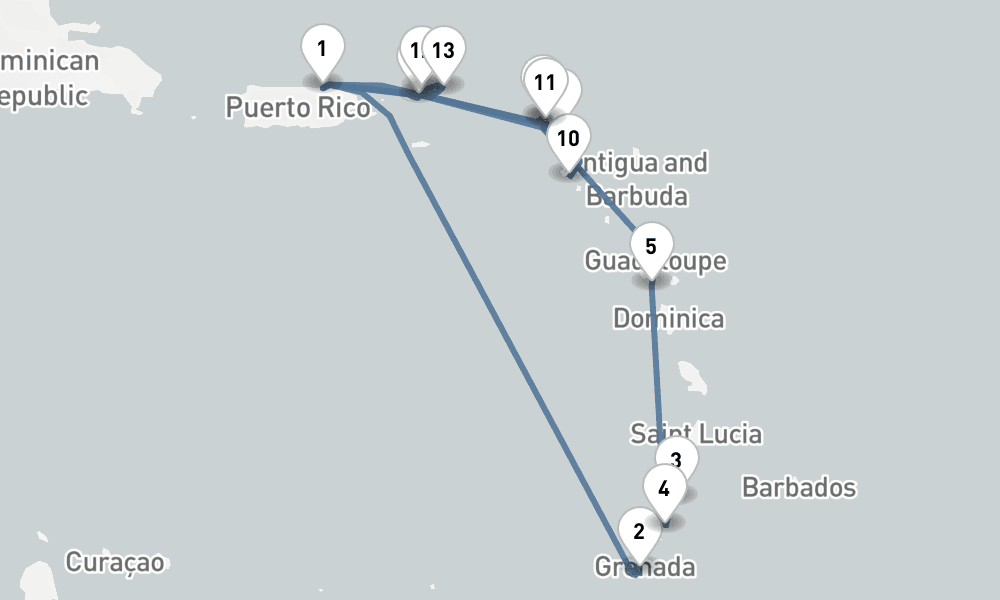 14 nights / 15 days, San Juan (Puerto Rico) Round trip