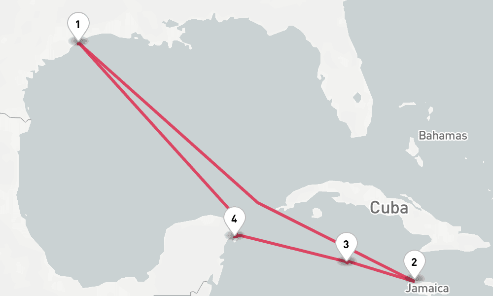 7 nights / 8 days, Galveston (Texas) Round trip