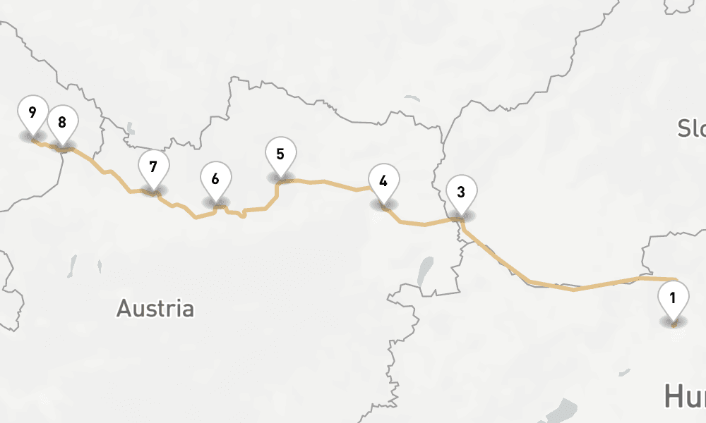 7 nights / 8 days, one-way from Budapest to Vilshofen an der Donau