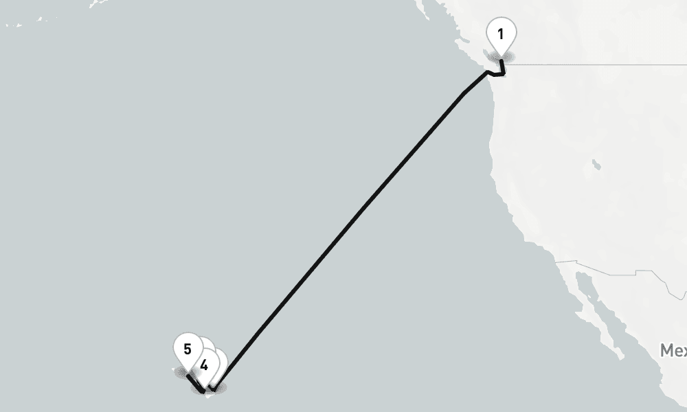 10 nights / 11 days, one-way from Vancouver (BC Canada) to Honolulu (Oahu Island, Hawaii)