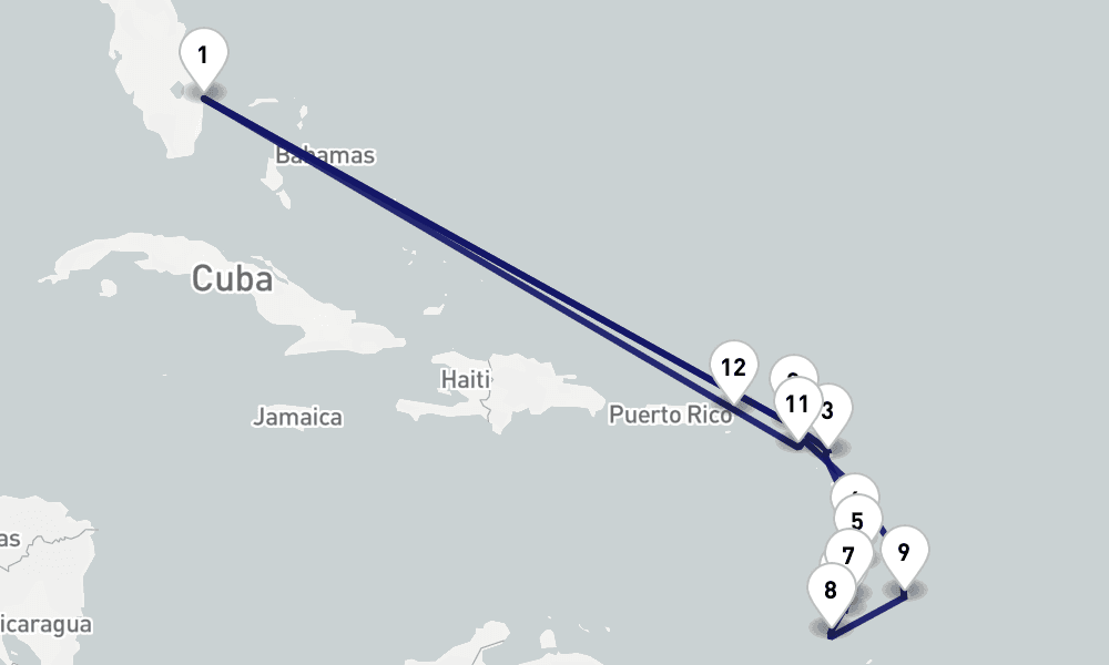 17 nights / 18 days, West Palm Beach (Florida) Round trip