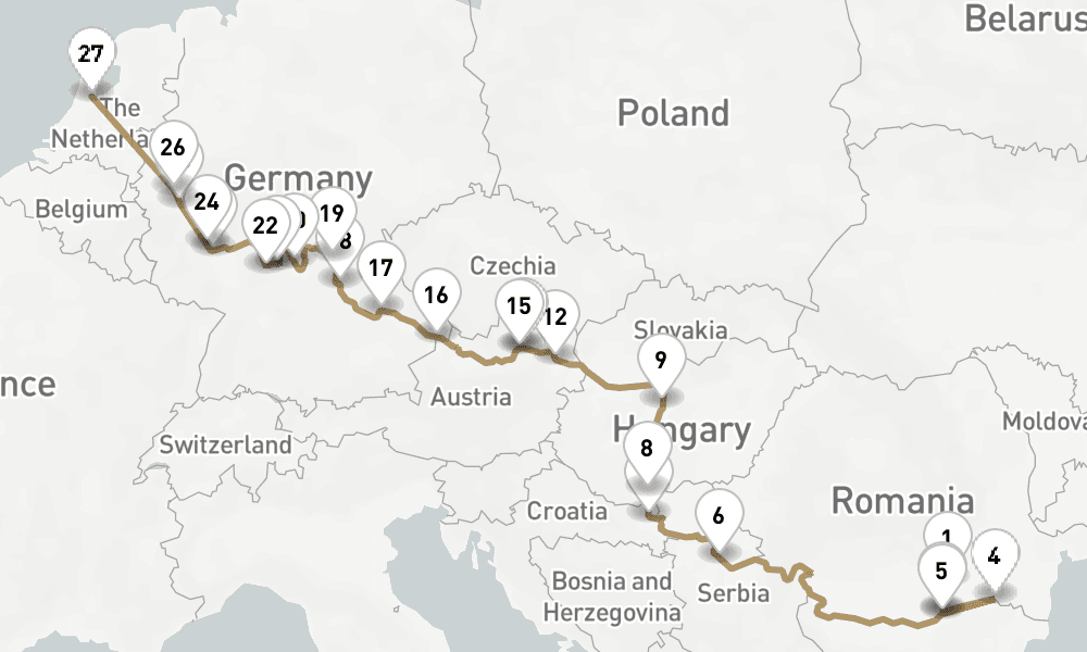 22 nights / 23 days, one-way from Bucharest to Amsterdam (Holland)
