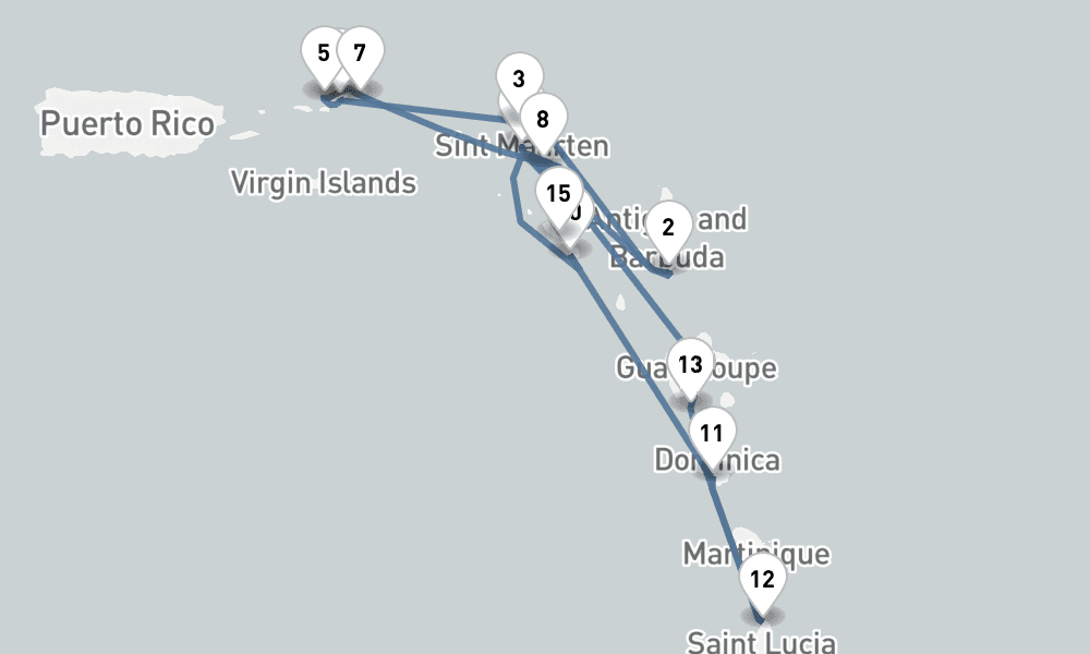 14 nights / 15 days, Philipsburg (St Maarten Island, Dutch Antilles) Round trip