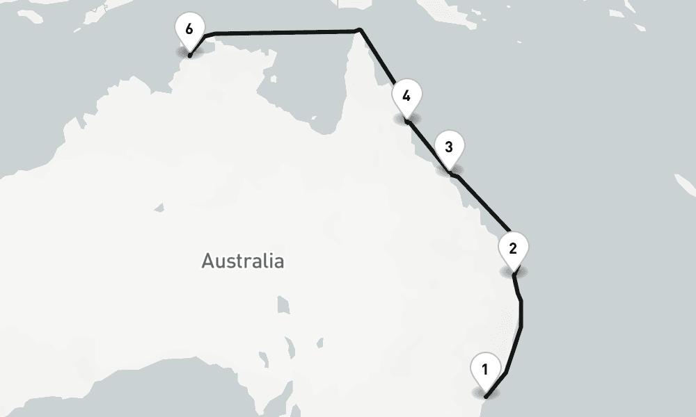 10 nights / 11 days, one-way from Sydney (NSW, Australia) to Darwin (NT Australia)