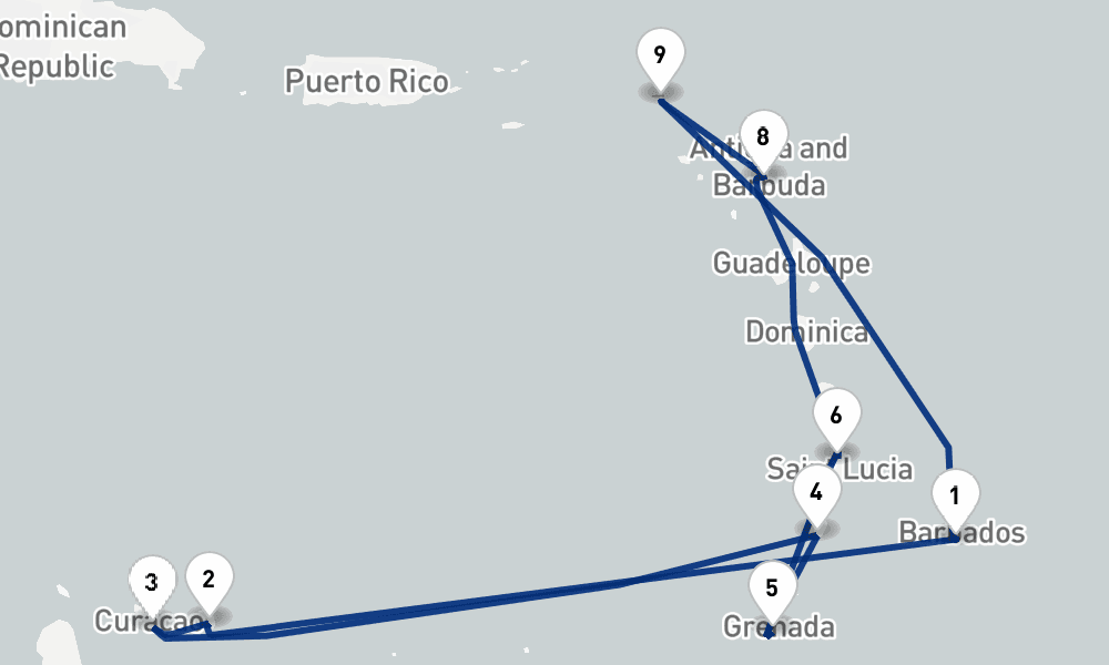 14 nights / 15 days, Bridgetown (Barbados) Round trip