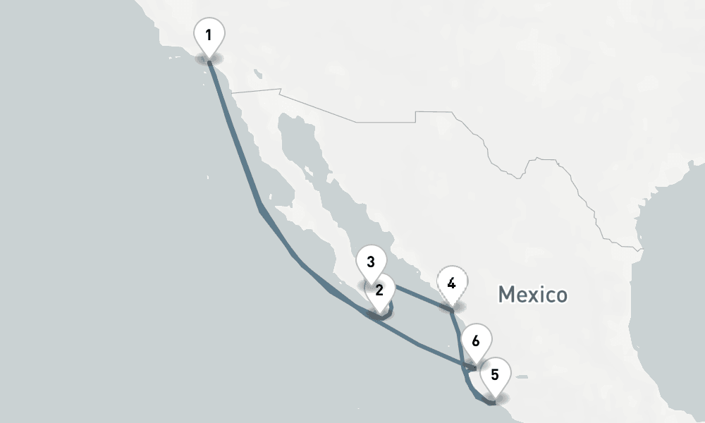10 nights / 11 days, Los Angeles (San Pedro / Long Beach) Round trip