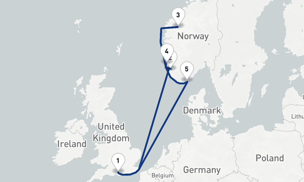 7 nights / 8 days, Southampton (England) Round trip