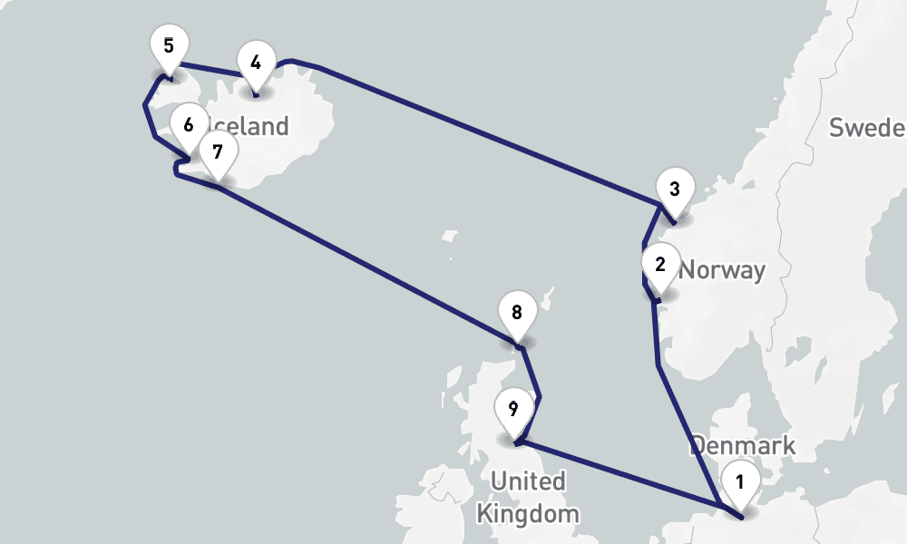 14 nights / 15 days, Hamburg Round trip