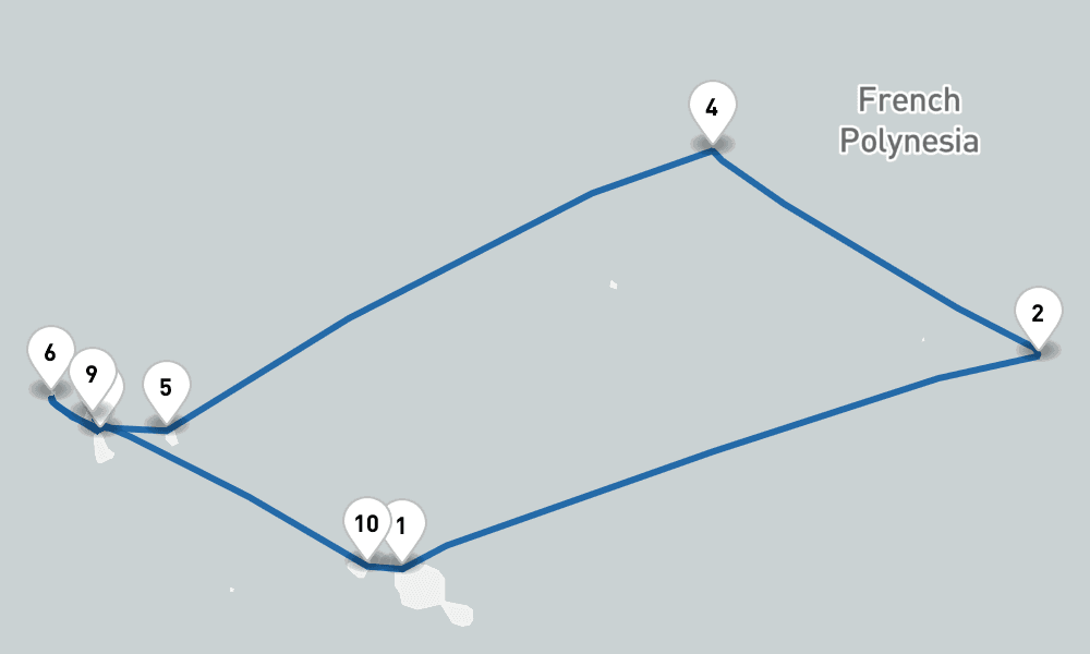 10 nights / 11 days, Papeete (Tahiti Island, French Polynesia) Round trip