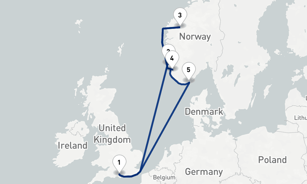 7 nights / 8 days, Southampton (England) Round trip