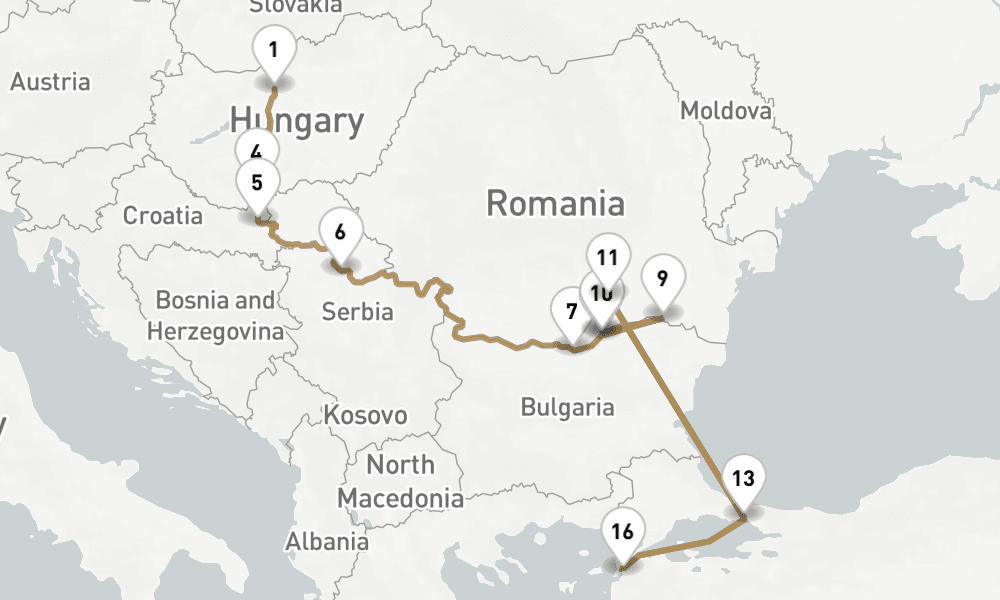 16 nights / 17 days, one-way from Budapest to Istanbul