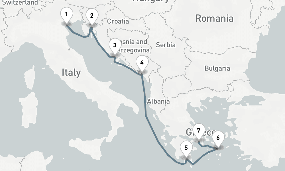 7 nights / 8 days, one-way from Fusina to Piraeus (Athens, Greece)