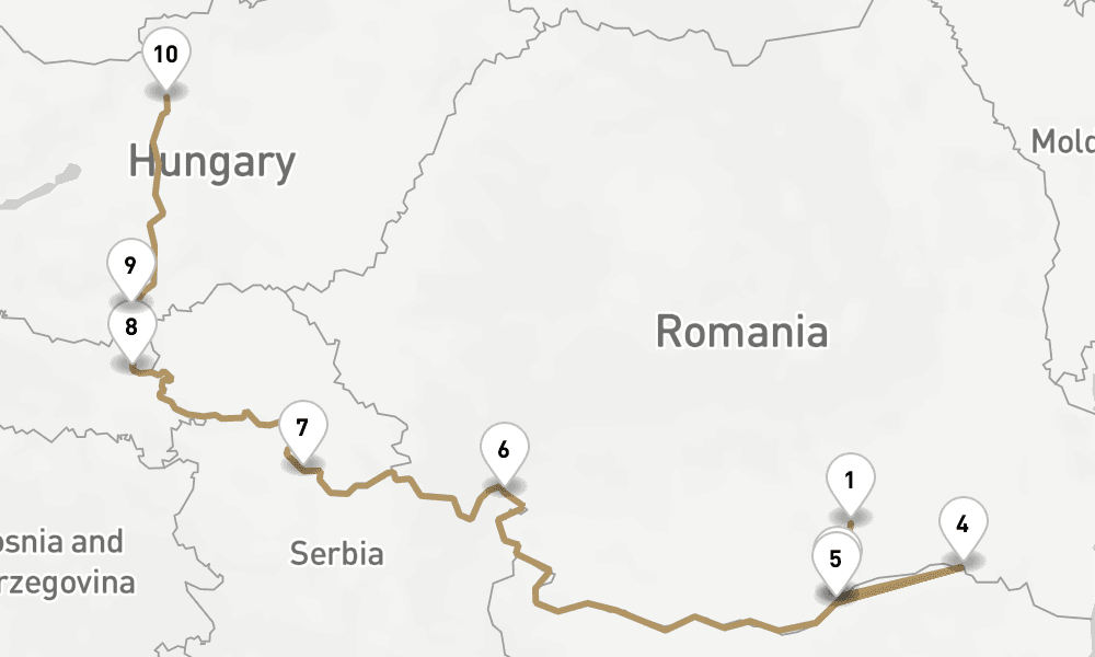 8 nights / 9 days, one-way from Bucharest to Budapest