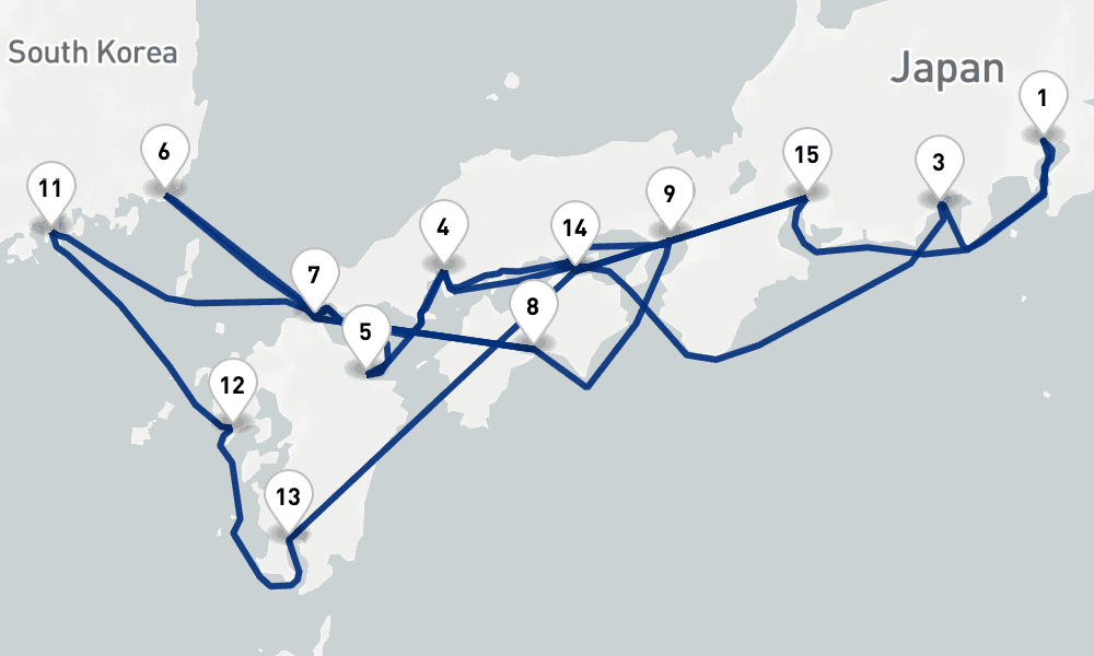 18 nights / 19 days, Tokyo Round trip