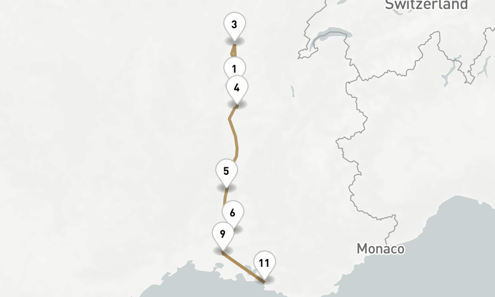 7 nights / 8 days, one-way from Lyon to Marseille