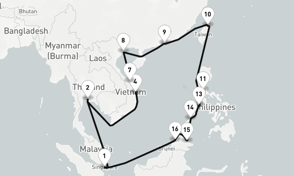 28 nights / 29 days, Singapore Round trip