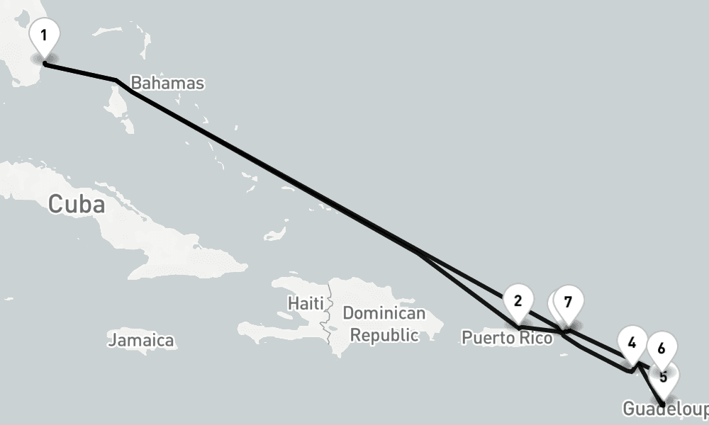 11 nights / 12 days, Miami (Florida) Round trip