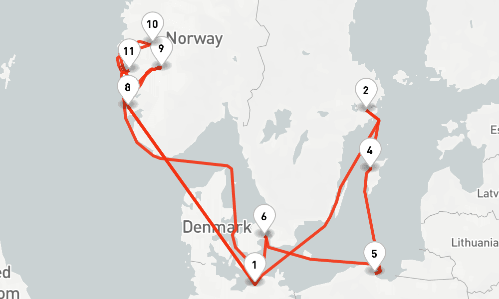 14 nights / 15 days, Warnemunde (Rostock, Germany) Round trip