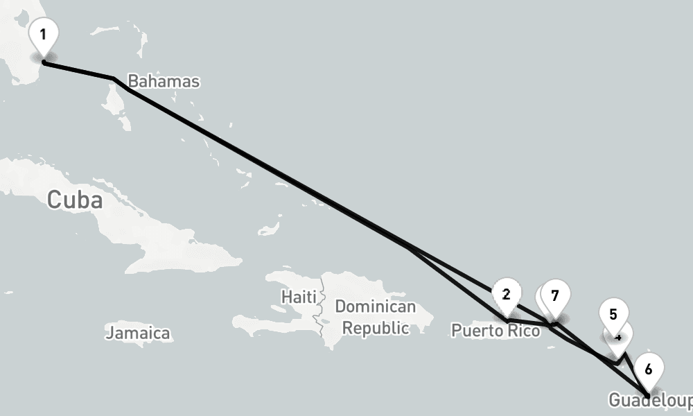 11 nights / 12 days, Miami (Florida) Round trip