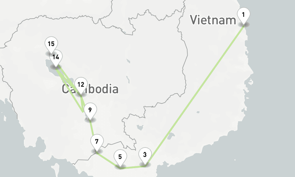 8 nights / 9 days, one-way from Phu My (Ho Chi Minh City / Saigon, Vietnam) to Siem Reap