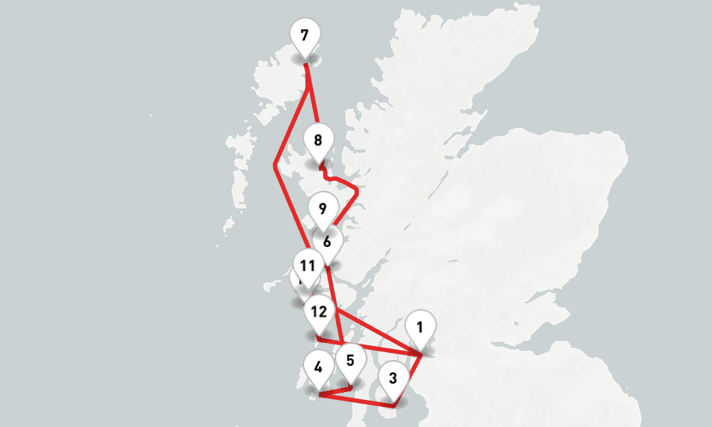 10 nights / 11 days, Greenock (Glasgow, Scotland) Round trip
