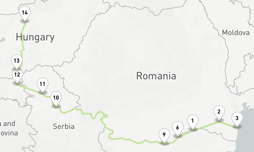 8 nights / 9 days, one-way from Oltenita to Budapest