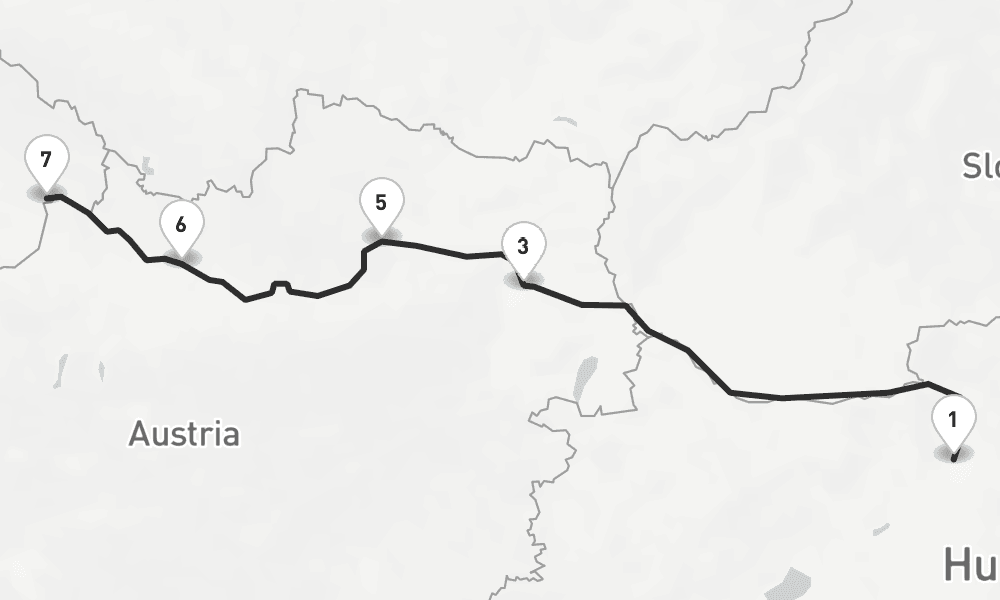 7 nights / 8 days, one-way from Budapest to Passau