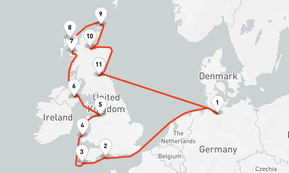 14 nights / 15 days, Hamburg Round trip