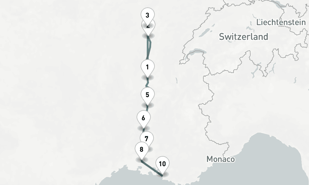 7 nights / 8 days, one-way from Lyon to Marseille