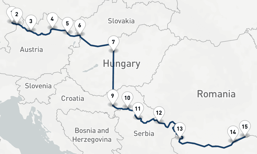 14 nights / 15 days, one-way from Vilshofen an der Donau to Oltenita