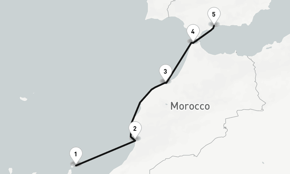 7 nights / 8 days, one-way from Arrecife (Lanzarote, Canary Islands) to Malaga