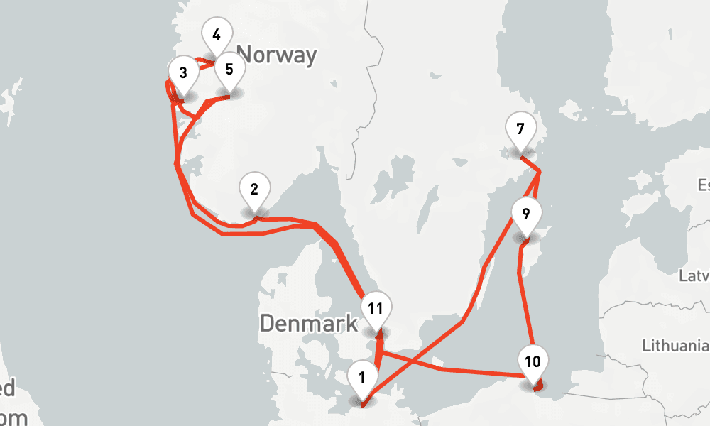 14 nights / 15 days, Warnemunde (Rostock, Germany) Round trip