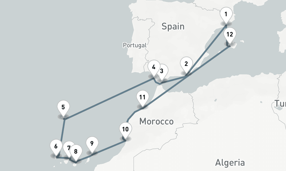 15 nights / 16 days, Barcelona Round trip